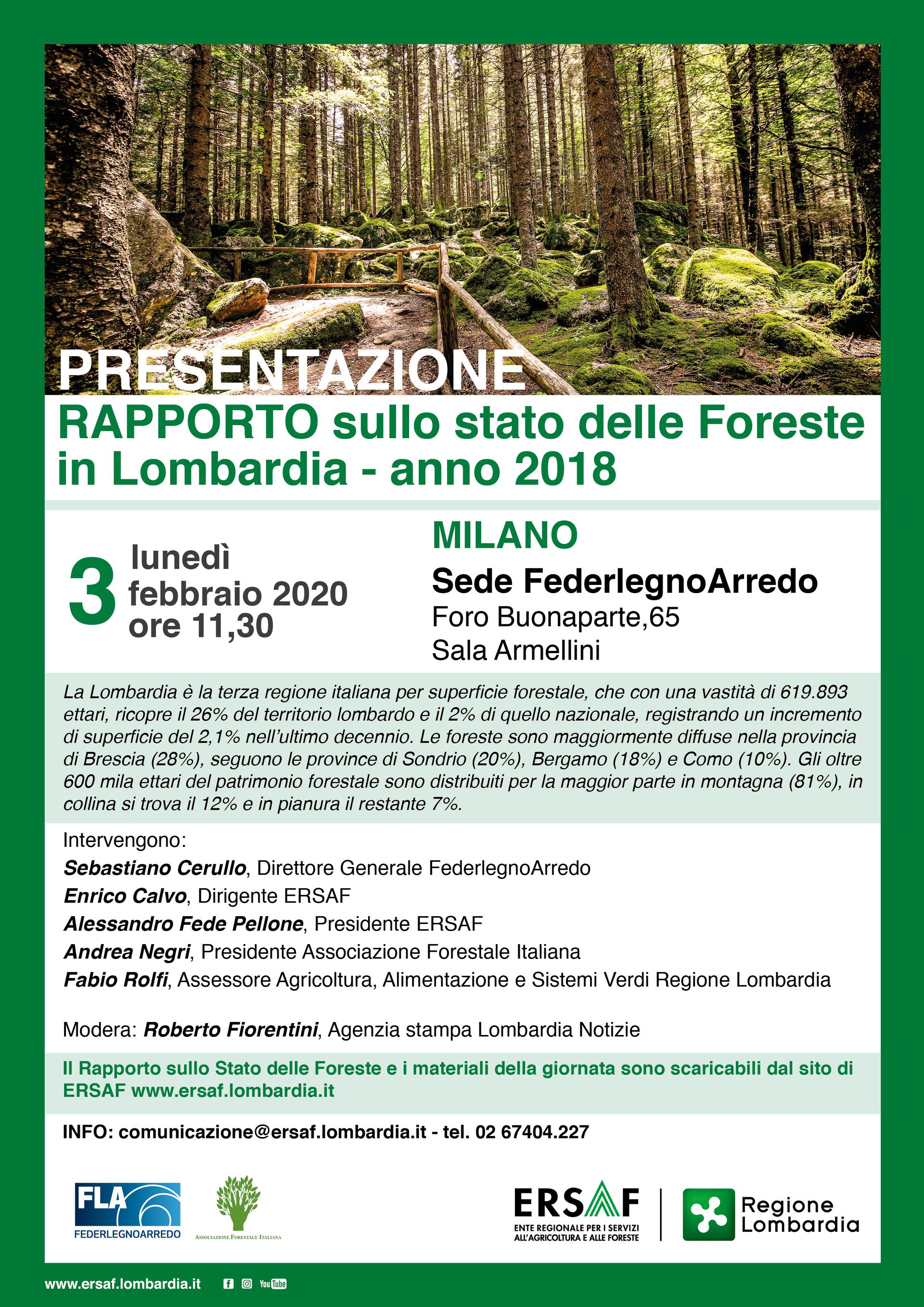 Rapporto sullo stato delle foreste in Lombardia &ndash; anno 2018